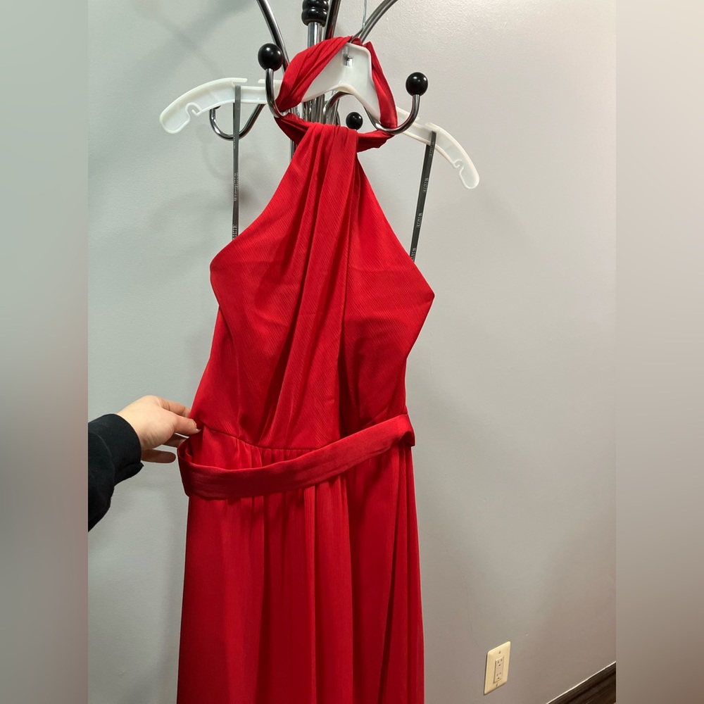 Vera Wang White Collection Red Evening Gown Prom Bridesmaid Maxi Dress Size 14